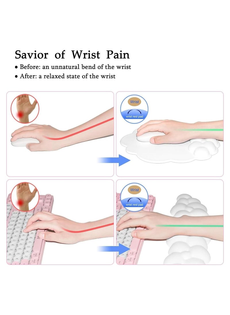 GUDOO Keyboard Wrist Rest SetCute Cloud Shape Wrist Rest Support for Mouse Keyboard Computer Elbow Pad Arm Rest Mouse Wrist Cushion Desk Cloud Wrist Pad for Typing Pain Relief (Keyboard not Included)  - Image 5
