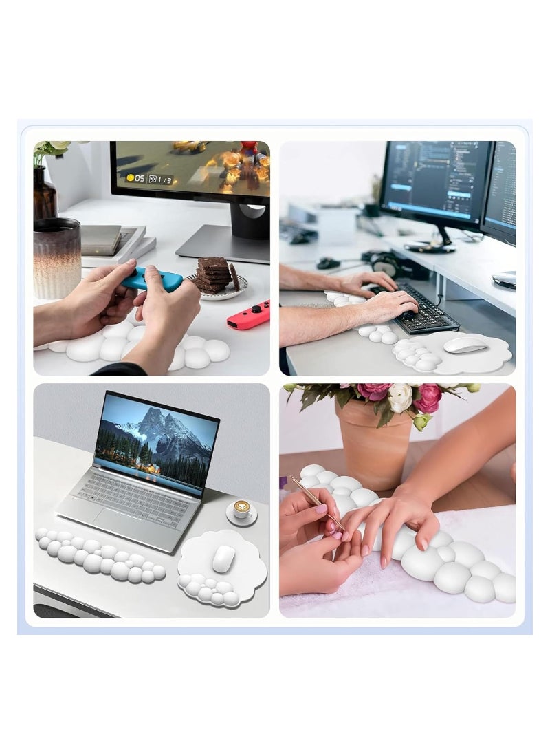 GUDOO Keyboard Wrist Rest SetCute Cloud Shape Wrist Rest Support for Mouse Keyboard Computer Elbow Pad Arm Rest Mouse Wrist Cushion Desk Cloud Wrist Pad for Typing Pain Relief (Keyboard not Included)  - Image 4