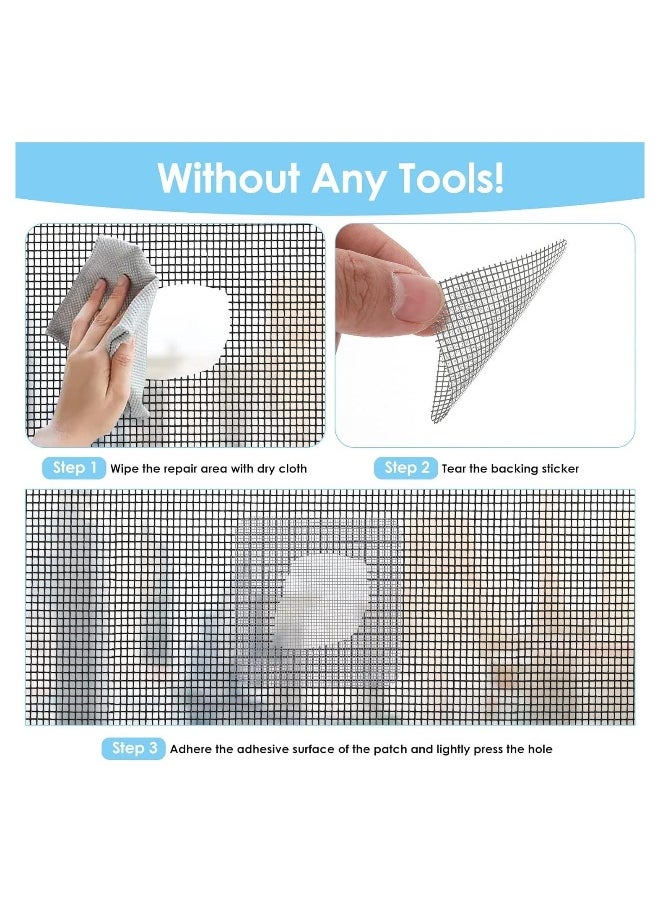 Generic Self-Adhesive Window Screen Repair Patches Kit, 20 Sheets 4 Size Screen Door Replacement Repair Kit Fiberglass Mesh Wall Repair Patches Drywall Tools Wall Hole Quick Repair Patch 