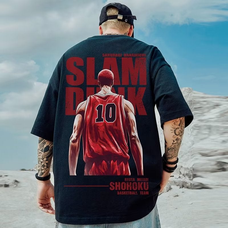 Japanese Style Trendy Brand Loose T-Shirt For Fatty Men'S Wear Loose Plus Fat Plus Size Short-Sleeved Trendy Cartoon Sports Half-Sleeved Top - Image 2