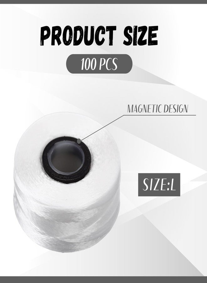 Maysing 100 Pcs Magnetic L Prewound Bobbins White Polyester Prewound Bobbin Thread for Commercial Home Embroidery and Sewing Machines - Image 2