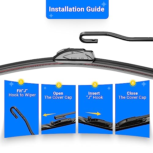 RAINTOK Windshield Wiper Blades Replacement for 2007-2017 Jeep Wrangler 2008-2018 Wrangler JK Original Factory Quality Front Rear Wipers Blade Set for My Car - 15" 15" 13" (Pack of 3) - Image 4