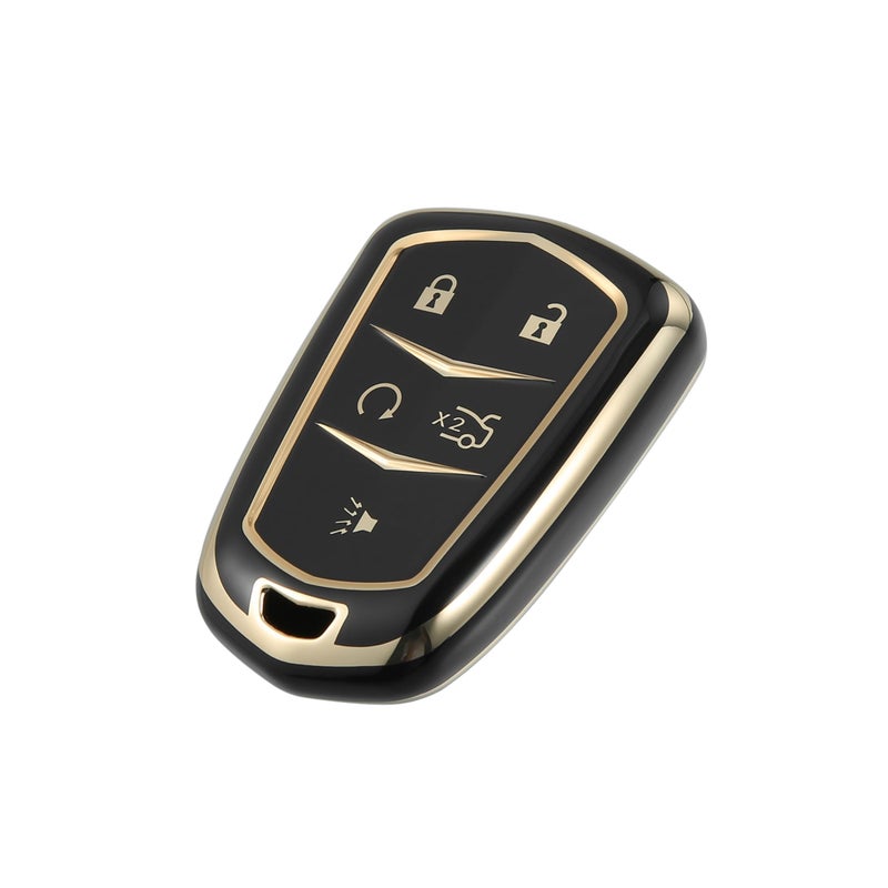 Partuto Car Key Fob Cover 5 Button Remote Key Fob Case TPU Button Full Protector Cover Black for Cadillac XT5 20172020 for Cadillac XTS Escalade ATS CTS Replacement