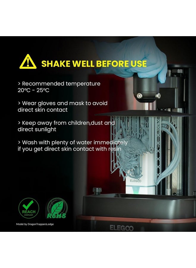 ELEGOO - ELEGOO ABS-Like 3D Rapid Resin LCD UV-Curing Resin 405nm Standard Photopolymer Resin for LCD 3D Printing, 1000 Grm (Grey) - Image 1