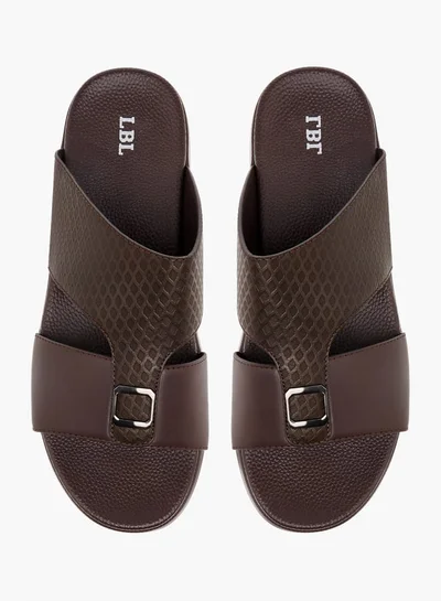 LBL by Shoexpress Men Textured Slip-On Sandals with Metallic Detail