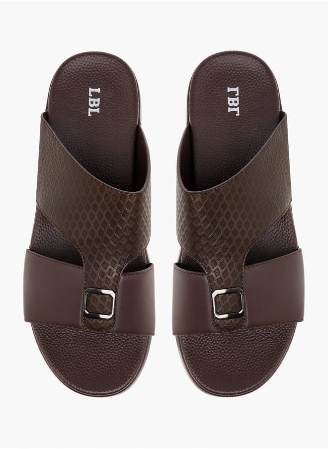 LBL by Shoexpress Men Textured Slip-On Sandals with Metallic Detail  - Image 1