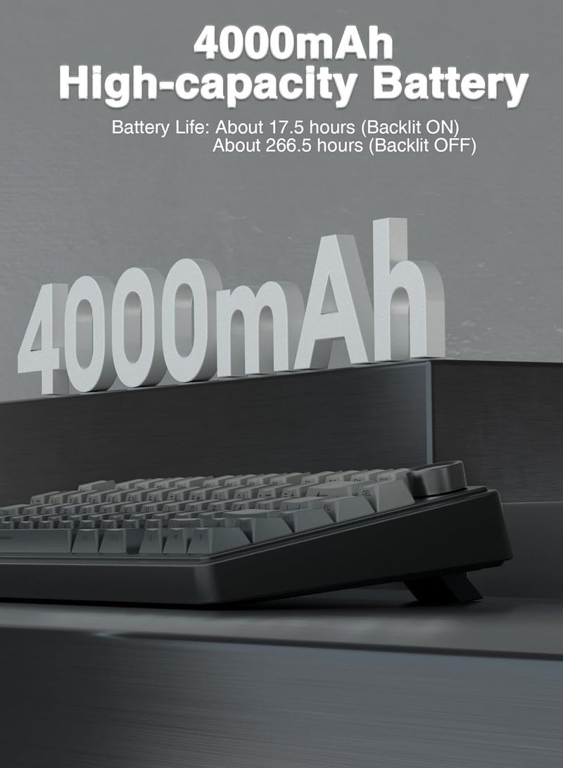 AULA F75 Wireless Mechanical Keyboard,75% Gasket Hot Swappable Custom Keyboard,RGB Backlit,Pre-lubed Reaper Switches,Side Printed PBT Keycaps,2.4GHz/USB-C/BT5.0 Mechanical Gaming Keyboard - Image 4