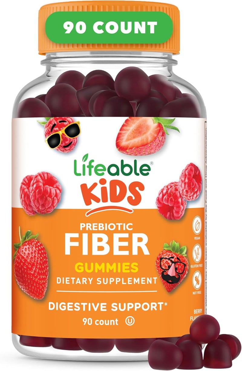 Lifeable Prebiotic Fiber Gummies for Kids  Kids Fiber Gummies 5g  Great Tasting Fiber Supplements for Kids  Prebiotic Gummies for Digestive Health  Fiber Gummy for Kids Children  90 Gummies - Image 1