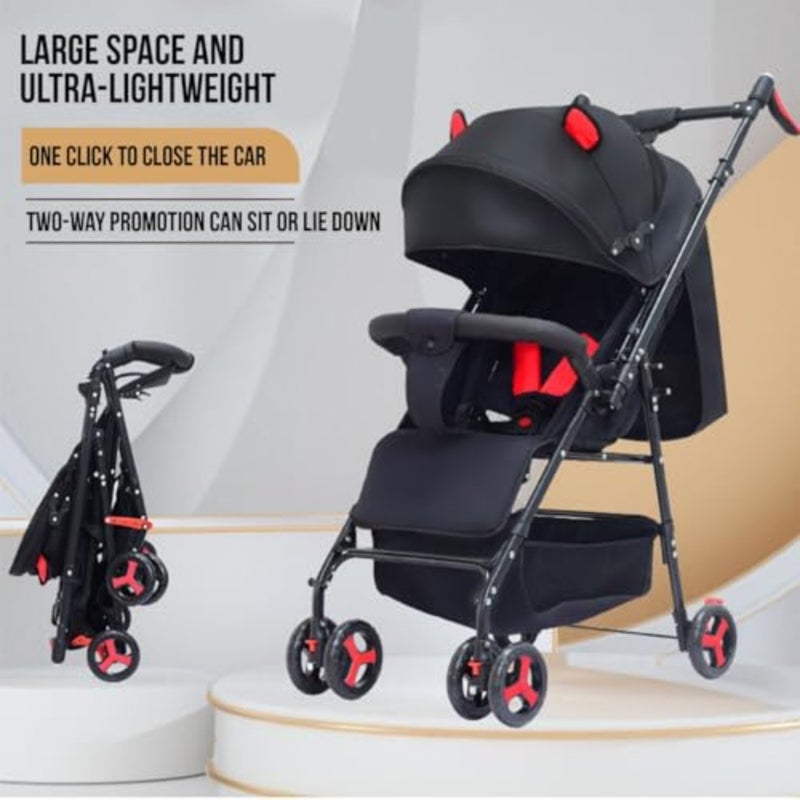 Cabin-use lightweight aluminum stroller in navy blue with ultra-compact fold, all-terrain wheels, and convertible double-seat functionality for enhanced portability and versatility - Image 2
