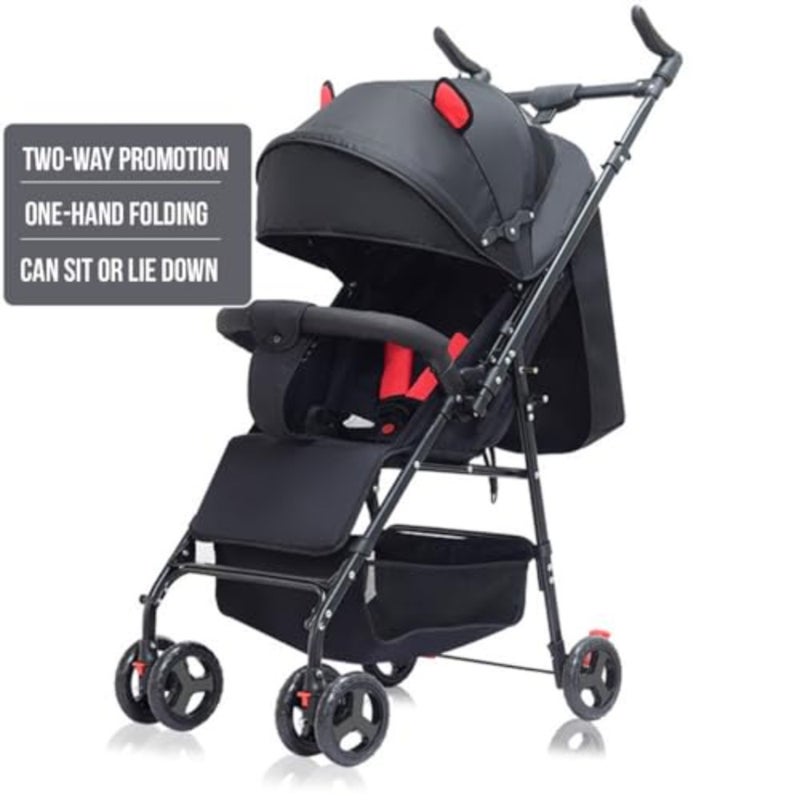 Cabin-use lightweight aluminum stroller in navy blue with ultra-compact fold, all-terrain wheels, and convertible double-seat functionality for enhanced portability and versatility - Image 4