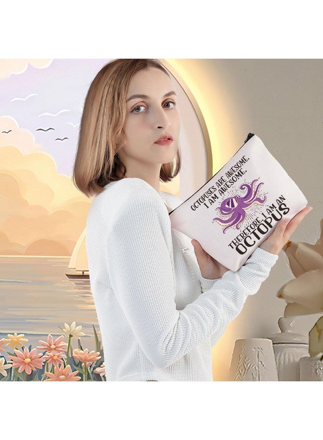 ليفلو حقيبة مستحضرات تجميل على شكل أخطبوط - هدية لمحبي الأخطبوط - حقيبة مستحضرات تجميل رائعة بسحاب لمحبي الأخطبوط (أخطبوطات رائعة) - Image 5