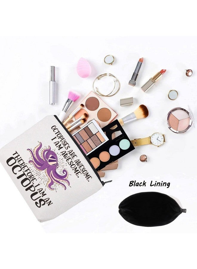 ليفلو حقيبة مستحضرات تجميل على شكل أخطبوط - هدية لمحبي الأخطبوط - حقيبة مستحضرات تجميل رائعة بسحاب لمحبي الأخطبوط (أخطبوطات رائعة) - Image 3