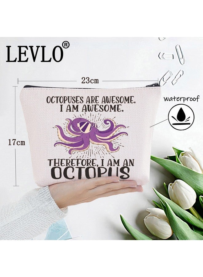 ليفلو حقيبة مستحضرات تجميل على شكل أخطبوط - هدية لمحبي الأخطبوط - حقيبة مستحضرات تجميل رائعة بسحاب لمحبي الأخطبوط (أخطبوطات رائعة) - Image 2