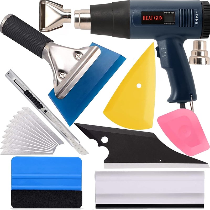 Ehdis Window Tinting Tools Kit Vehicle Vinyl Wrap Glass Protector Film Car Wrapping Tint Installation Tools With Dual Temperature Heat Gun Kit - Image 1