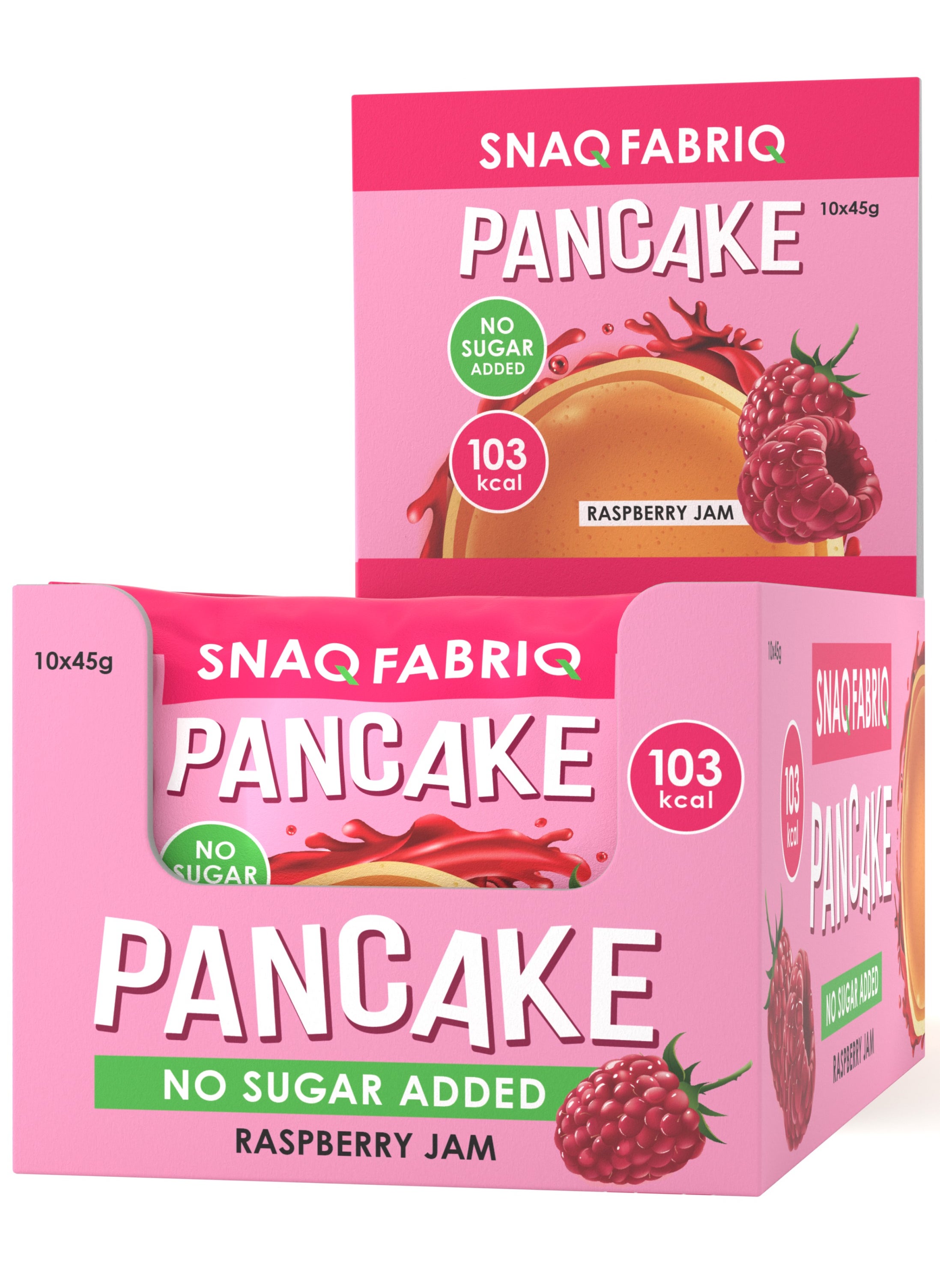 SNAQ FABRIQ Pancake with Raspberry Jam Flavor No Sugar Added 10x45g 