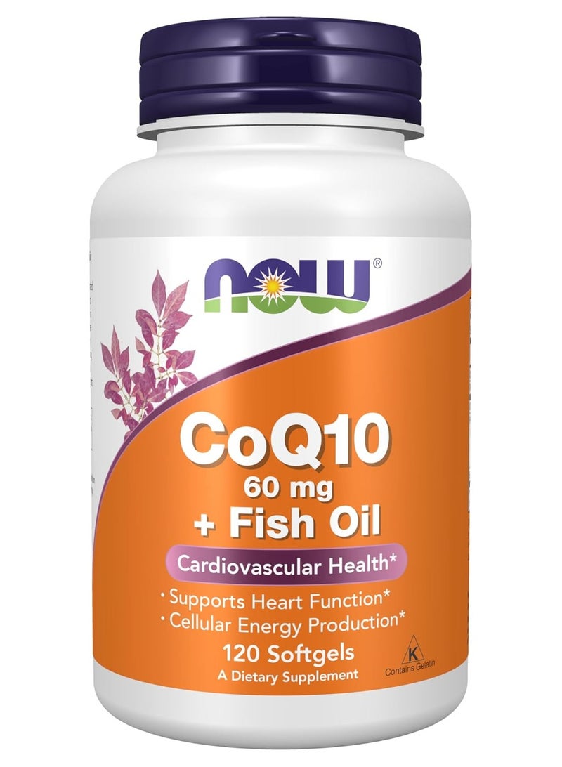 now CoQ10 with Fish Oil, 60 mg, 120 Softgels