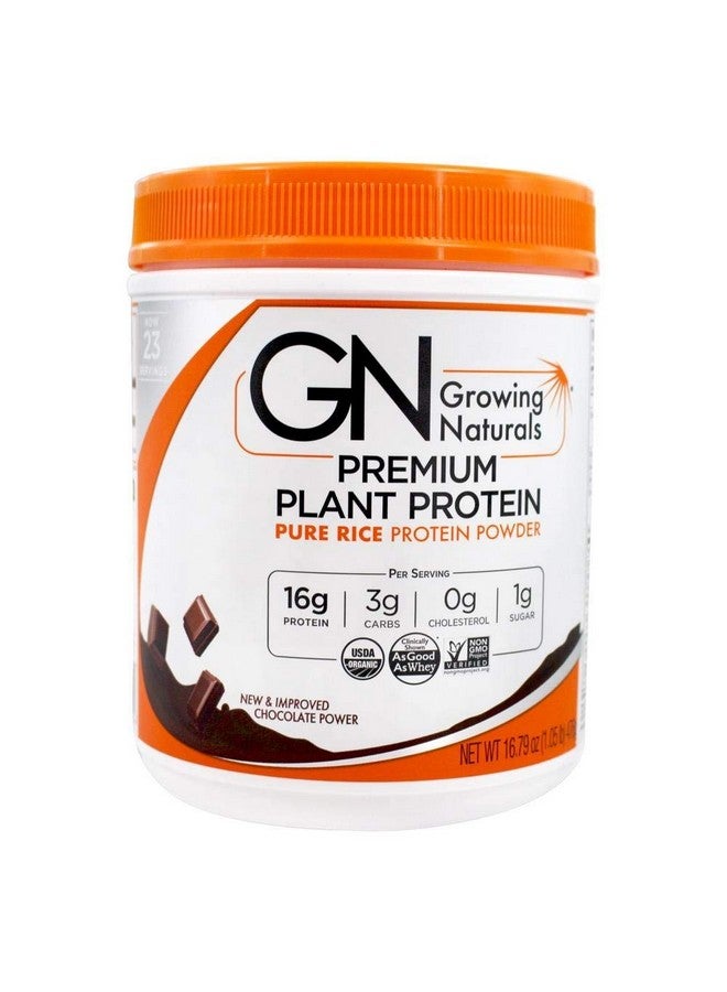Growing Naturals Organic Premium Rice Protein Powder, Chocolate Power, Non-Gmo, Vegan, 16.8 Ounce  - Image 1