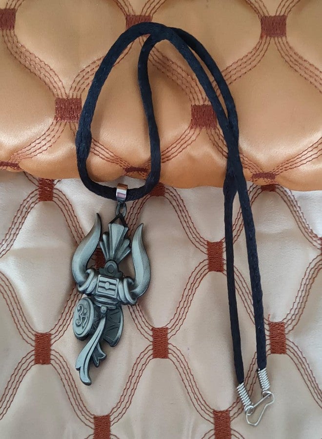 M Men Style Lord Shiv Bholenath Trishul Damaru With Cotton Dori Grey Zinc And Metal Pendant Necklace For Men And women - Image 4