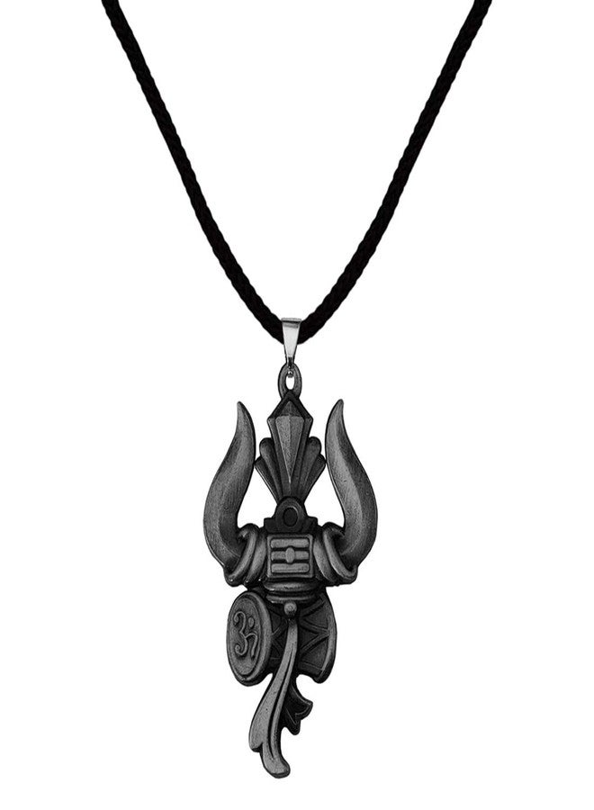 M Men Style Lord Shiv Bholenath Trishul Damaru With Cotton Dori Grey Zinc And Metal Pendant Necklace For Men And women - Image 1