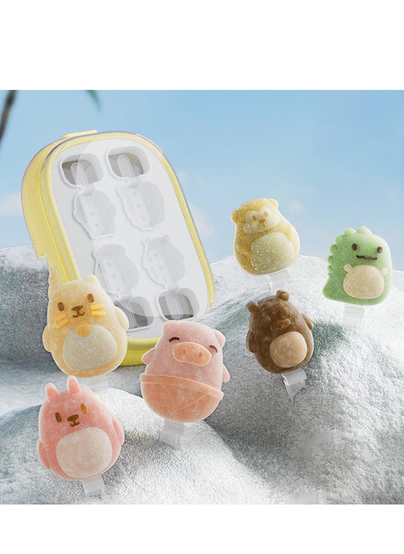 SYOSI - DIY Ice Cream Mold, Cartoon Animal Shape  Sicle Molds, Silicone Popsicle Molds with Ice Cream Sticks, Reusable Silicone Popsicles Maker Mold, Bpa Free Icecream Molds for Kids Summer Party Double-Deck - Image 1