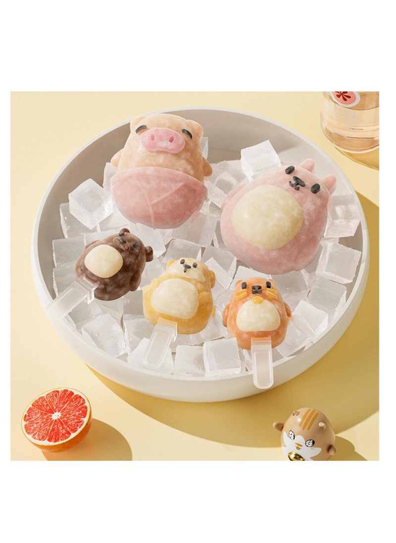 SYOSI - DIY Ice Cream Mold, Cartoon Animal Shape  Sicle Molds, Silicone Popsicle Molds with Ice Cream Sticks, Reusable Silicone Popsicles Maker Mold, Bpa Free Icecream Molds for Kids Summer Party Double-Deck - Image 1