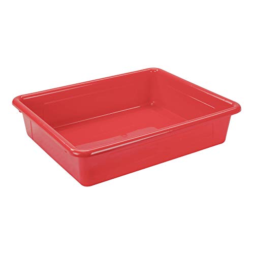 Storex Letter Size Flat Storage Tray – Organizer Bin for Classroom, Office and Home, Red, 5-Pack (62518U05C) , 10 x 13 x 3 Inches - Image 4