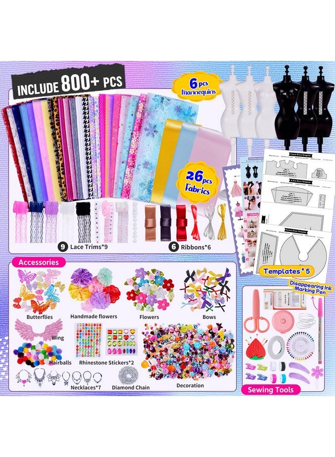 ون تو فور مجموعة تصميم أزياء للبنات مكونة من 800 قطعة مع 6 عارضات أزياء - مجموعة أدوات فنية وحرفية - مجموعة خياطة للأطفال من سن 8 إلى 12 عامًا - هدية للبنات من سن 6 إلى 7 سنوات و8 إلى 9 سنوات و10 إلى 11 سنة - هدايا عيد الميلاد للفتيات المراهقات - Image 2