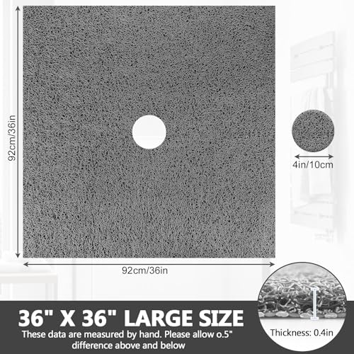 Mofonky Square Shower Mat Non Slip: 36 x 36 Inch Extra Large Loofah Shower Mats for Inside Shower - Anti Slip Shower Stall Matt with Drain Hole in Middle - Image 3