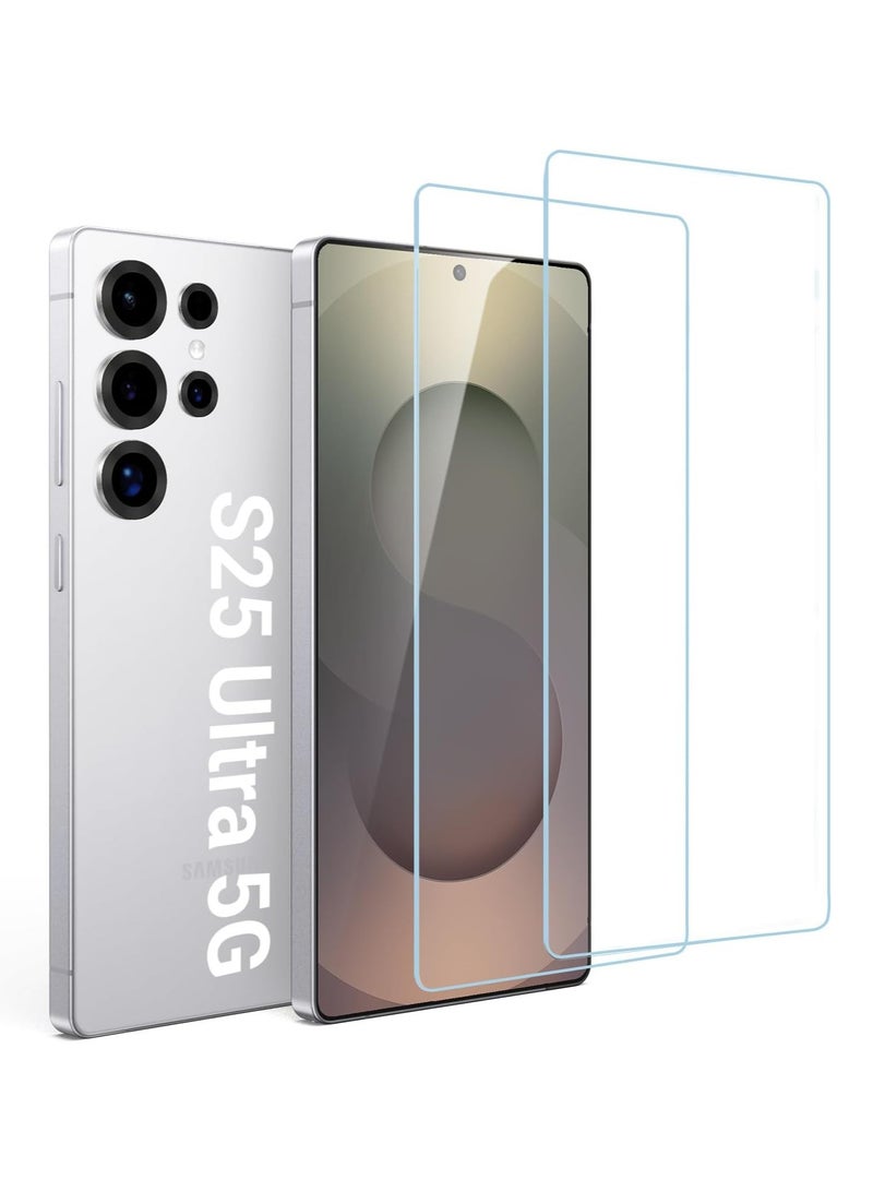 جلاس واقي شاشة S25 Ultra مقاوم للسقوط سهل التركيب، شفاف للغاية ومضاد لبصمات الأصابع، واقي شاشة من الزجاج المقوى 9H مناسب فقط لهاتف Galaxy S25 Ultra (عبوتان) - Image 1