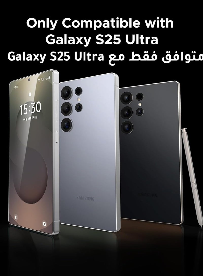 جلاس واقي شاشة S25 Ultra مقاوم للسقوط سهل التركيب، شفاف للغاية ومضاد لبصمات الأصابع، واقي شاشة من الزجاج المقوى 9H مناسب فقط لهاتف Galaxy S25 Ultra (عبوتان) - Image 3