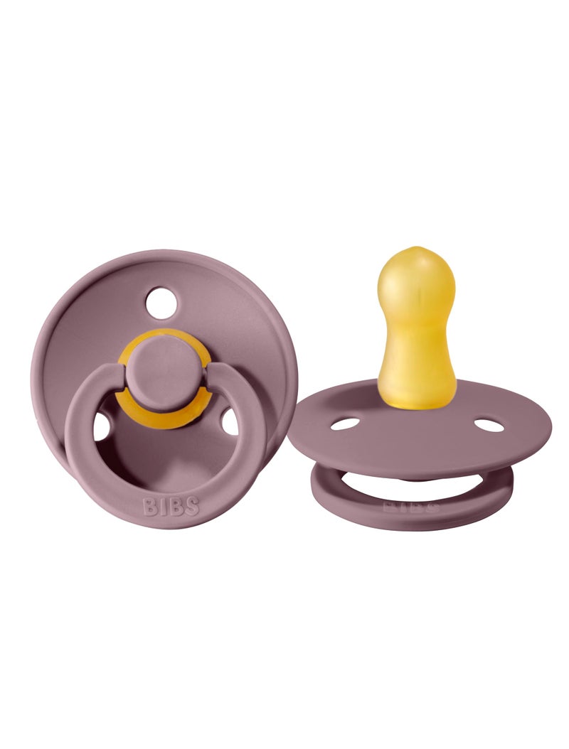 BIBS Pacifiers Colour Collection | Natural Rubber Baby Pacifier | Set of 2 BPA-Free Soothers | Made in Denmark | 6+ Months (Pack of 2) | Heather - Image 1