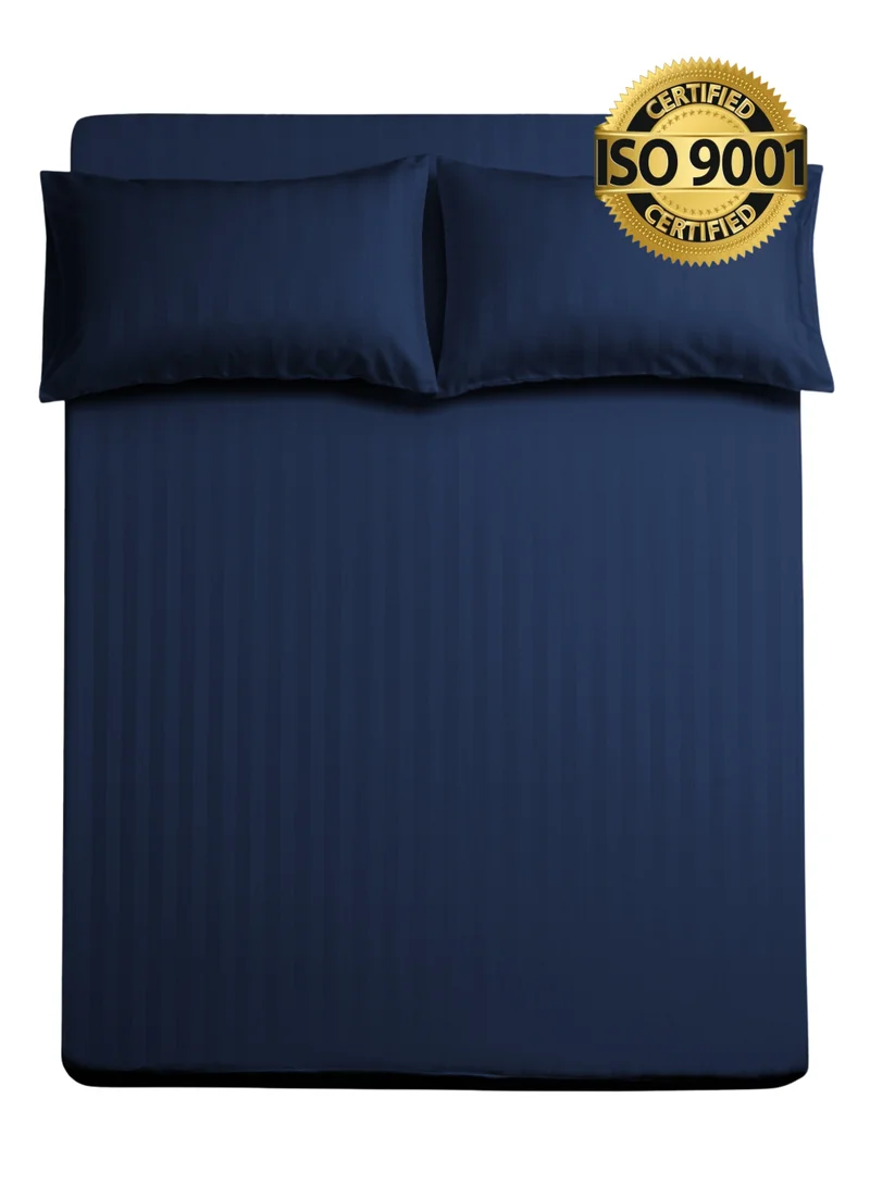 سيد المنسوجات المنزلية طقم شرشف مفرد ونص من الميكروفايبر، الحجم كوين 3 قطع، بتصميم خطوط فندقية