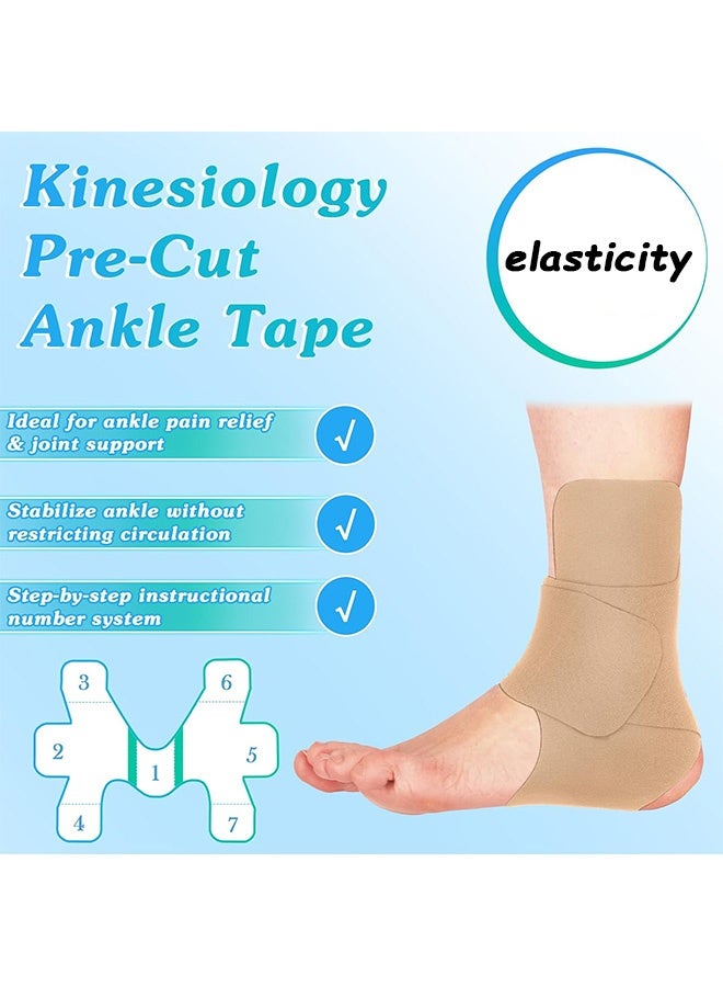 MXN 6 Pcs Precut Kinesiology Tape for Ankle Brace Waterproof and Breathable Athletic Tape for Pain Relief, Ankle Support Sprain Prevention and Ligament Stability - Image 4