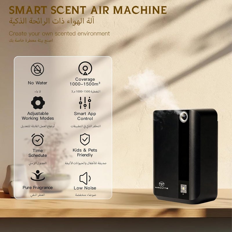 NAMSTE Smart Scented Diffusers, Aroma Diffuser, Up 1000-1500m³, HVAC Waterless Aromatherapy Aromatic Bluetooth Devices Machine Fragrance Humidifier for Home, Hotel, Spa, Office 500ML (Black) - Image 3