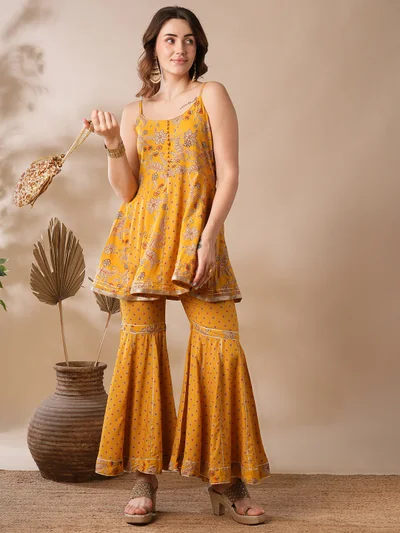 globus Women Printed Top With Sharara