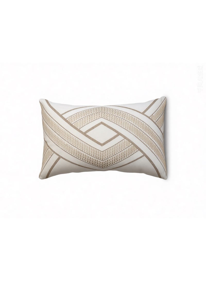 Set of 2 30x50cm Geometric Embroidered Sofa Cushion Covers (Inserts NOT Included) – Luxe Velvet Fabric, Nordic Boho Style Decorative Pillowcases - Image 1