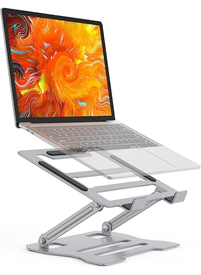 Generic Adjustable Aluminum Laptop Stand for Desk – Ergonomic Foldable Design for 10" to 15.6" Devices – Silver  - Image 1