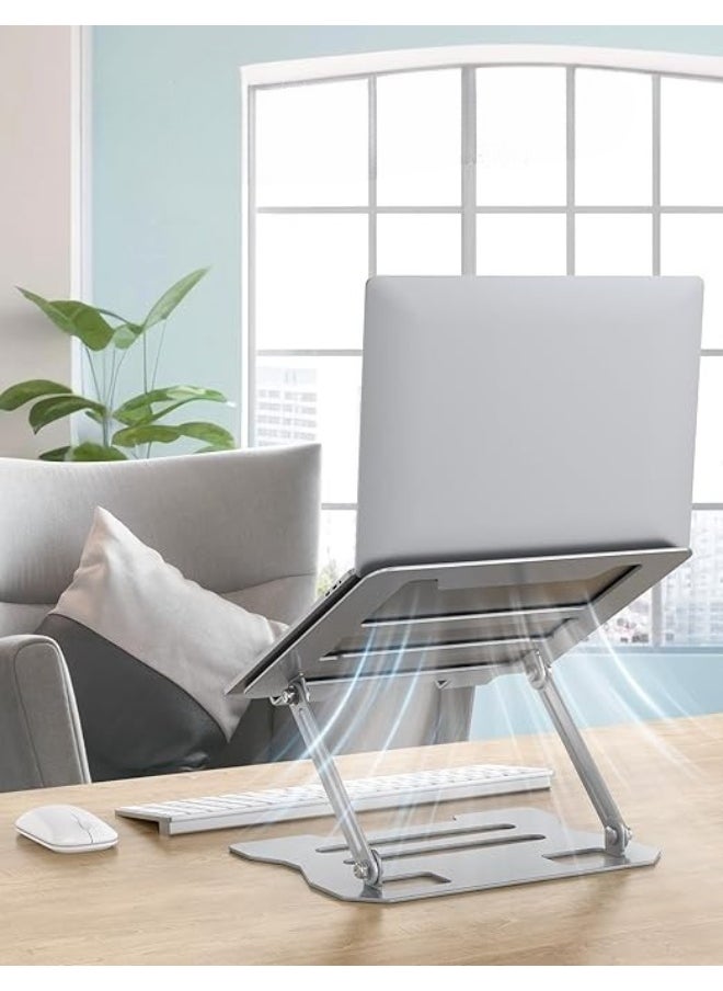 Generic Adjustable Aluminum Laptop Stand for Desk – Ergonomic Foldable Design for 10" to 15.6" Devices – Silver  - Image 2