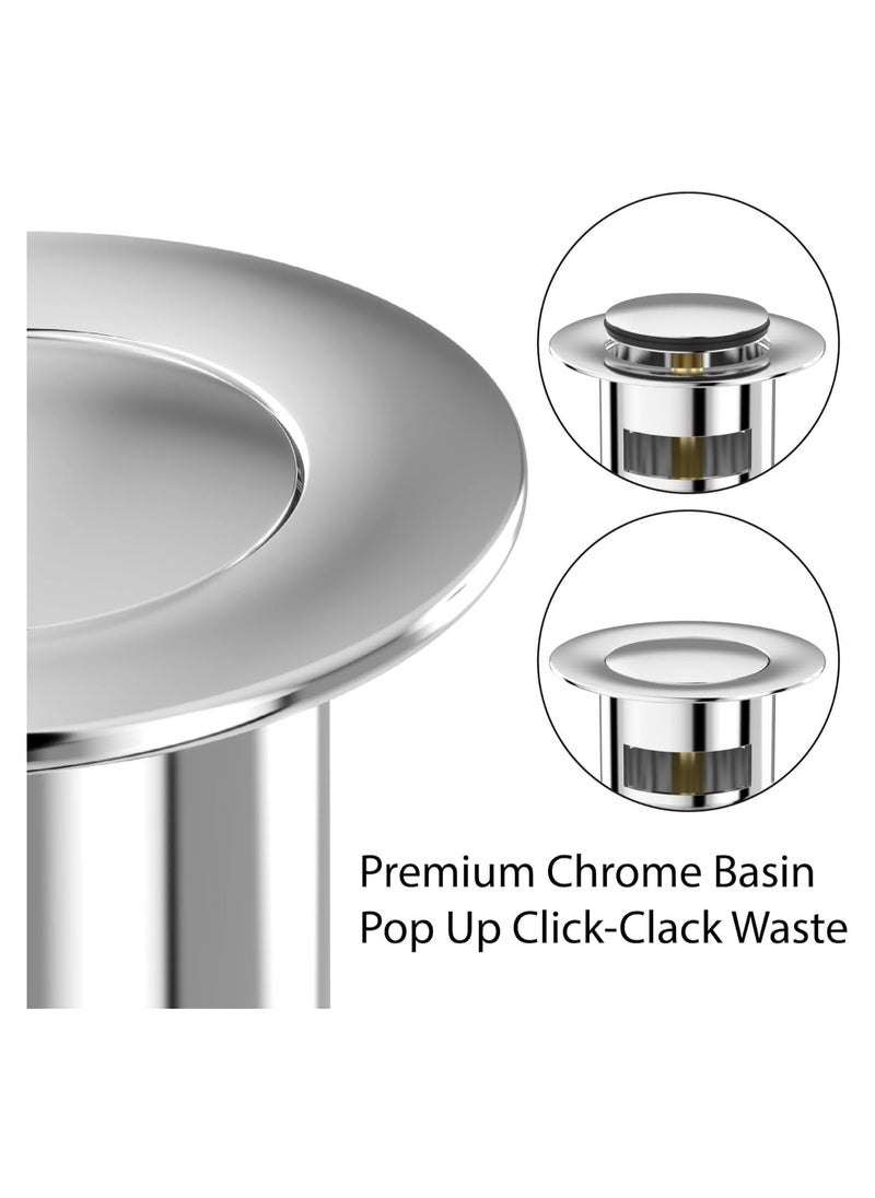 KASTWAVE Slotted Pop Up Sink Plug in Chrome Finish, Strainer Accessories Basin Sink Waste, Modern Bathroom Sink Waste Plug with Overflows  - Image 2