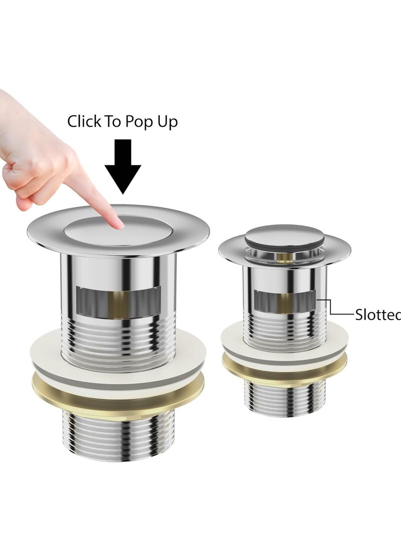 KASTWAVE Slotted Pop Up Sink Plug in Chrome Finish, Strainer Accessories Basin Sink Waste, Modern Bathroom Sink Waste Plug with Overflows  - Image 5