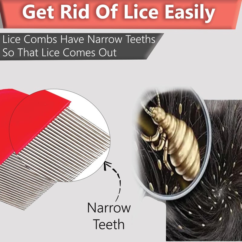 TEMPERIA (1 pcs) Lice Comb for Women, Men & Kids Hair - Nits, Dandruff & Lice Eggs Remover Products - Hair Lies Removal Comb for Head - Premium & Ergonomic Design (Random Colors) (MN02) - Image 3