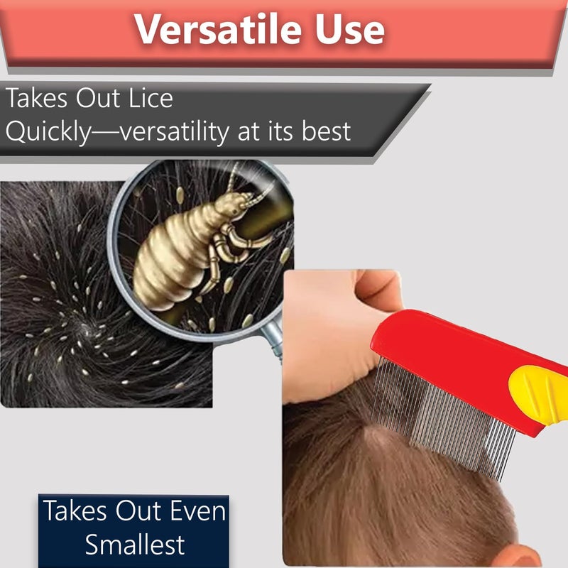 TEMPERIA (1 pcs) Lice Comb for Women, Men & Kids Hair - Nits, Dandruff & Lice Eggs Remover Products - Hair Lies Removal Comb for Head - Premium & Ergonomic Design (Random Colors) (MN02) - Image 5