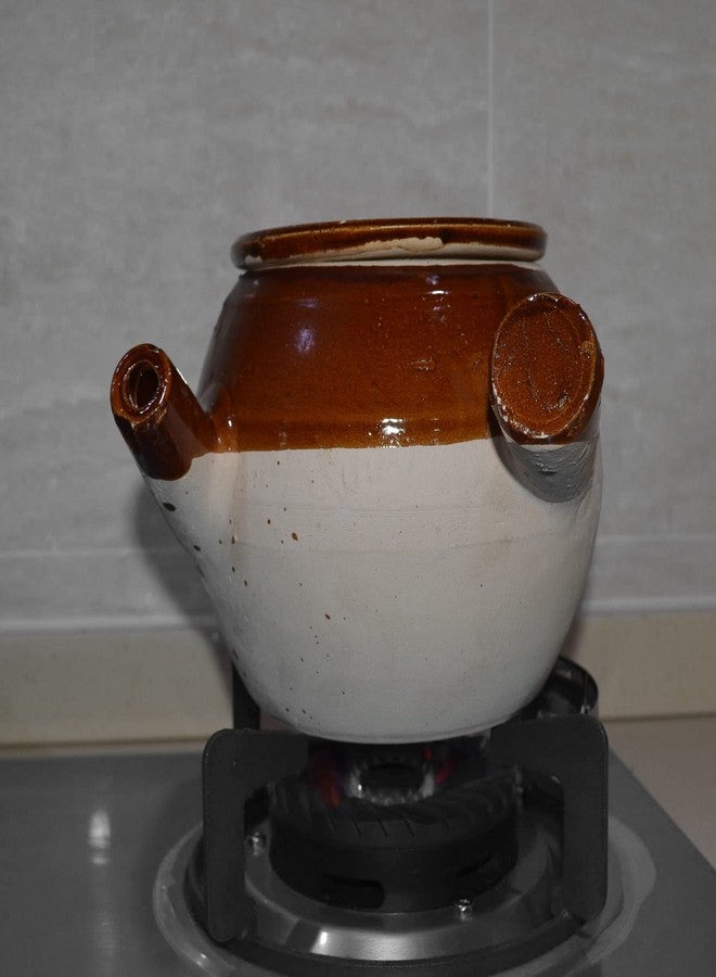 ZHCHSH Casserole Clay Pot 60oz Heat-Resistant Handmade Earthen Cooking Serving with Lid Soup Spout 1800ml Half-Brown - Image 5