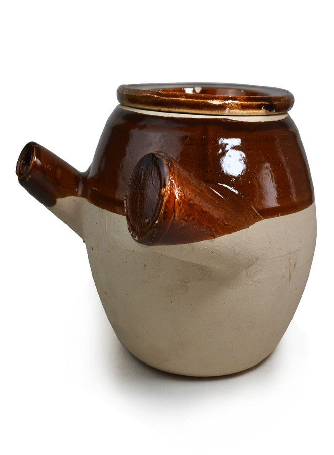 ZHCHSH Casserole Clay Pot 60oz Heat-Resistant Handmade Earthen Cooking Serving with Lid Soup Spout 1800ml Half-Brown - Image 3
