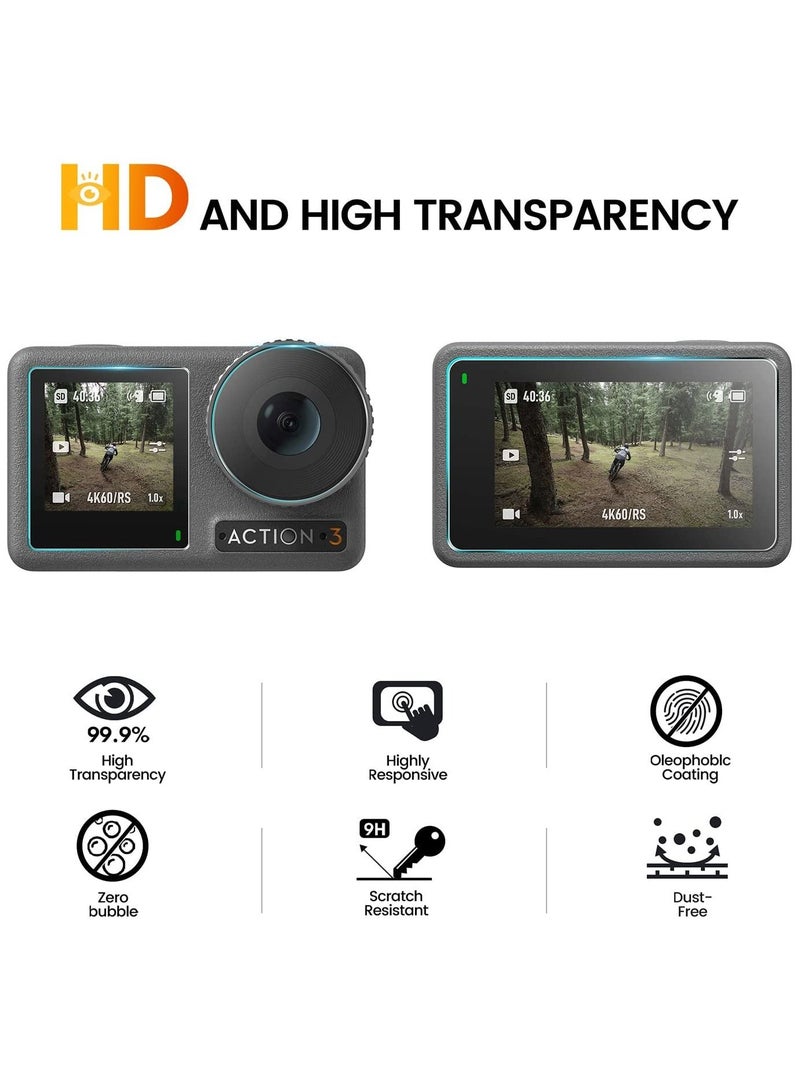 6 أجهزة الكمبيوتر أوسمو عمل 3 عدسة حامي الشاشة متوافق مع كاميرا أوسمو عمل 2 / 2 شاشة تشديد الغطاء الزجاجي 0.3mm 9H صلابة فائقة الوضوح مكافحة الاهتزاز مكافحة بصمات الأصابع مكافحة فقاعة - Image 3