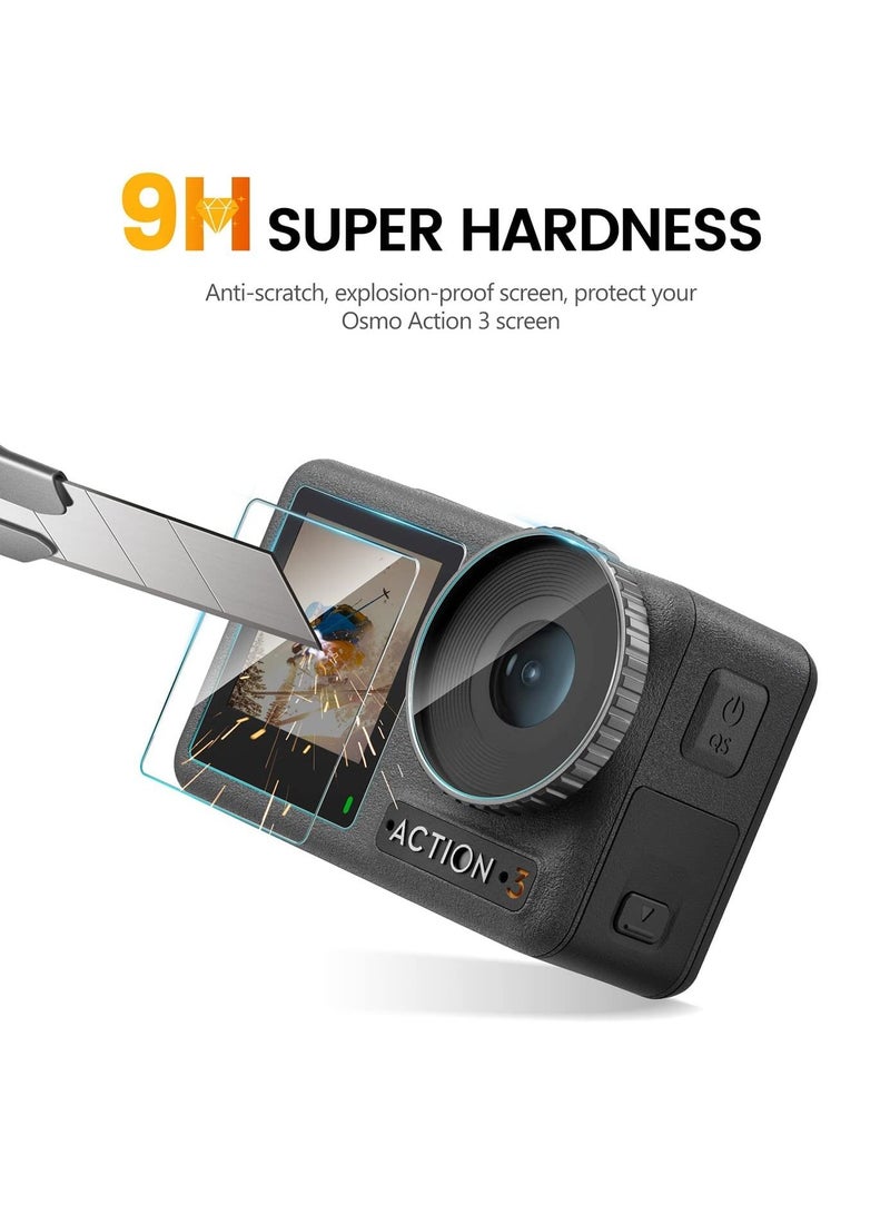 6 أجهزة الكمبيوتر أوسمو عمل 3 عدسة حامي الشاشة متوافق مع كاميرا أوسمو عمل 2 / 2 شاشة تشديد الغطاء الزجاجي 0.3mm 9H صلابة فائقة الوضوح مكافحة الاهتزاز مكافحة بصمات الأصابع مكافحة فقاعة - Image 4