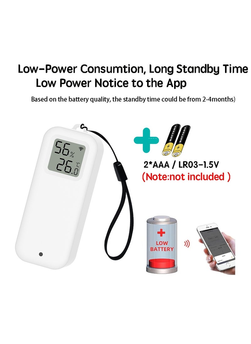 UanTii Wifi Temperature Humidity Detector Smart Hygrometer Thermometer Sensor Works with Smart Life App and Works with Alexa and Google Home，White  - Image 3
