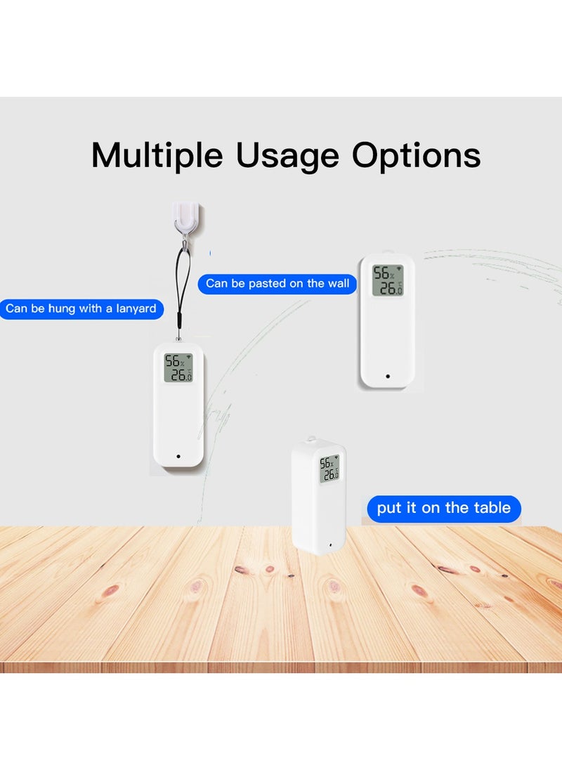 Wifi Temperature Humidity Detector Smart Hygrometer Thermometer Sensor Works with Smart Life App and Works with Alexa and Google Home，White