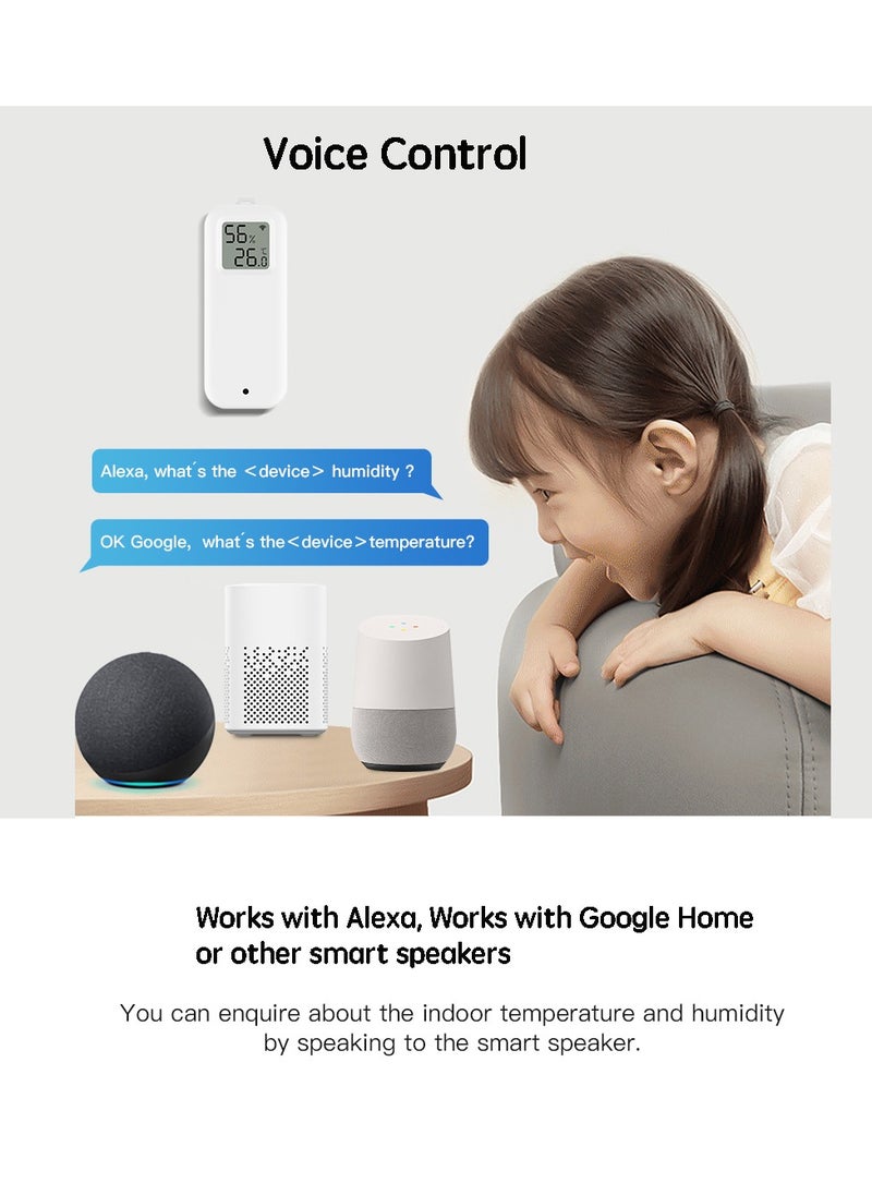 UanTii Wifi Temperature Humidity Detector Smart Hygrometer Thermometer Sensor Works with Smart Life App and Works with Alexa and Google Home，White  - Image 4