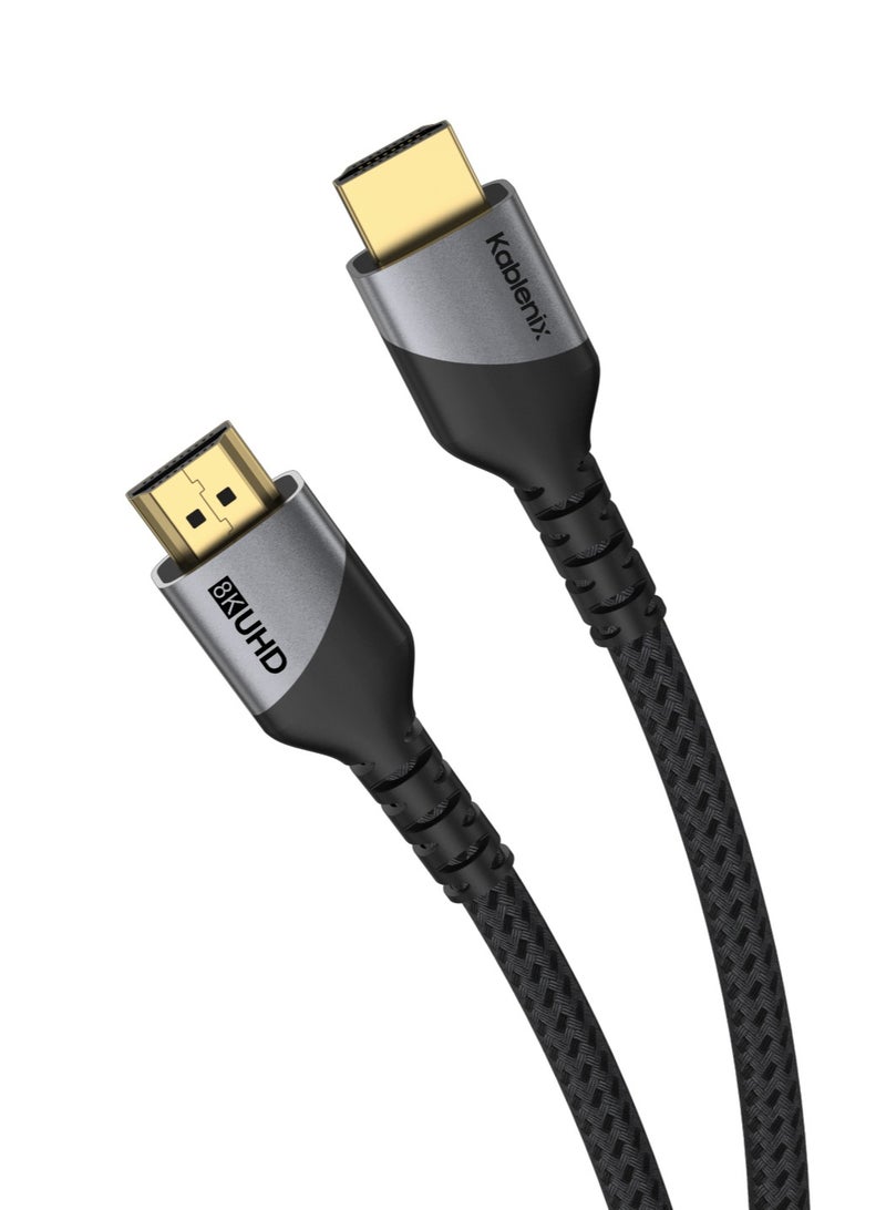 Kablenix 2M 2.1 HDMI Cable with Gold Plated Connectors, 8K 60Hz Resolution, Braided Design, HDMI to DisplayPort, Compatible with PS5, Gaming Laptop, MacBook, Projector, TV, and Monitors - Image 1